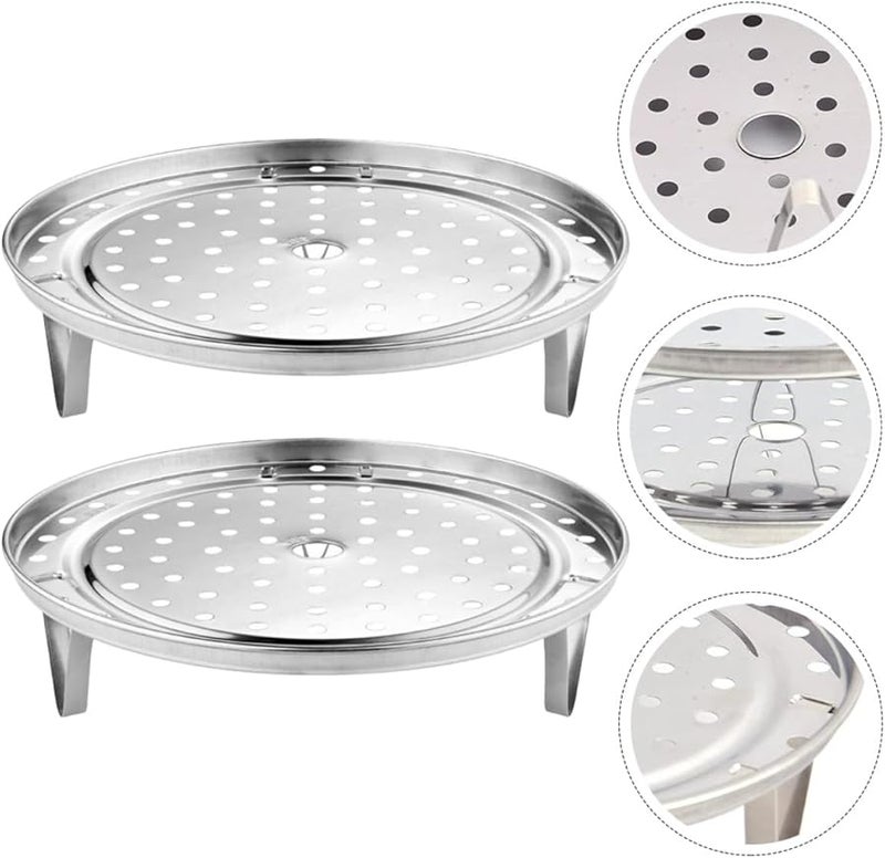 Stainless Steel Steaming Rack 2 Pcs Rustproof Food Steamer Tray Lightweight Kitchen Accessories - Image 2